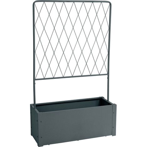 Fioriera Bifacciale con Grigliato per Rampicanti 75x30x126 cm in Metallo Verdemax Antracite (1/3)