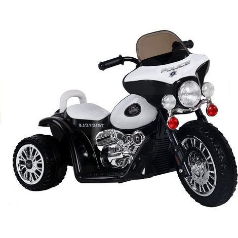 Triciclo a batteria JT568 Polizia per bambini con luce LED, colore nero