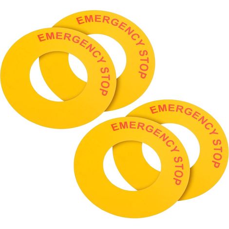 Étiquette D’arrêt D’urgence Jaune 4 Pièces en Pp pour Bouton Signalisation de Sécurité, Papier Adhésif pour Usage Maison ou Atelier, Facile à Poser (1/5)