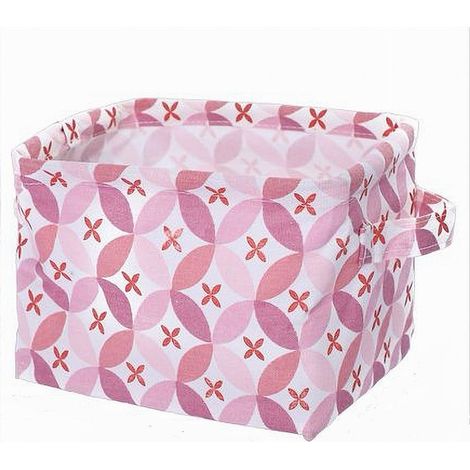 TRADE SHOP - Cesto Contenitore Portabiancheria Bucato Con Manici Tessuto Rosa 26x20x16cm 79203 - (1/2)