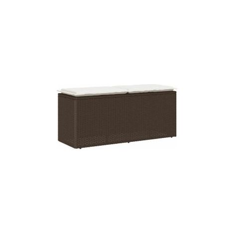 Banc de jardin avec coussin marron 110x40x44 résine tressée (1/5)