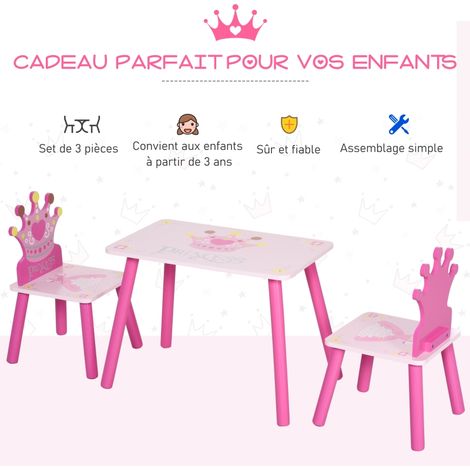 Ensemble table et chaises enfant TINA rose (1/4)