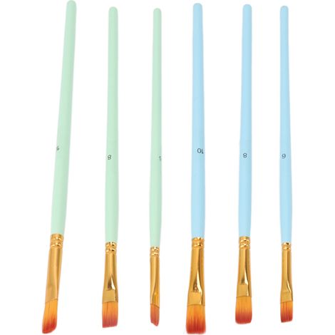 Lot de 6 pinceaux plats pour peinture à l'huile, faciles à nettoyer, poils en nylon, anneaux en aluminium, manches en peuplier, adaptés aux peintures à l'huile et aux pigments, pour artistes. (1/5)