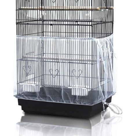 Cage À Oiseaux Graines De Recueil De Graines Jupe Garde Couverture de Cage à Oiseaux Filet de Perroquet en Maille de Nylon pour Cages Rondes et Carrées (Blanc, 78.715.7in/20040cm) (1/5)