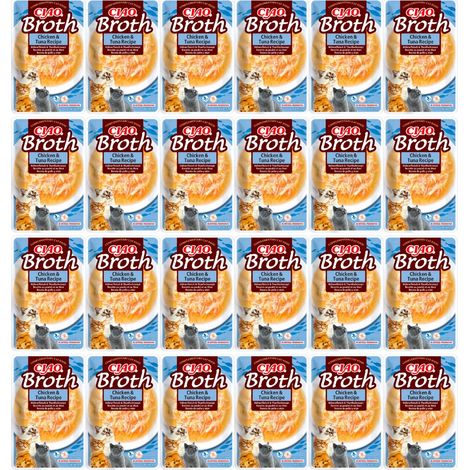 INABA CIAO Nassfutter für Katzen, Delikatesse, Hühner- und Thunfischbrühe, 24 x 40 g