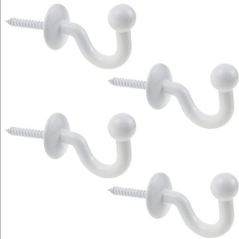 (blanc)Lot de 4 Crochets Rideaux Embrasses de 64mm en Métal Noir Retenue de Rideaux Muraux Embrasse à Rideau U Design Multifonctionnels pour Rassembler Les Rideaux et Crocher Les Vêtements ou Sacs (1/4)