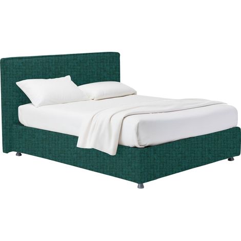 Letto Singolo Bracknell, Sfoderabile, Contenitore Made in Italy, Verde Petrolio