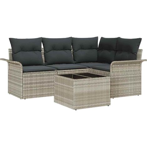 Maison Exclusive - Set Divano da Giardino 5 pcs Grigio chiaro polyrattan
