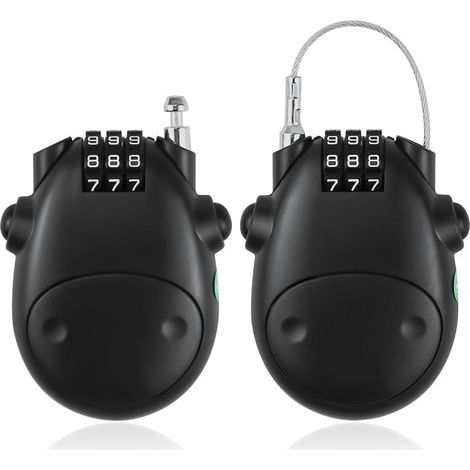 Câble en acier rétractable à trois positions en ABS, pour sac à dos, casque ou corde à bétail - noir, sans trous (1/5)