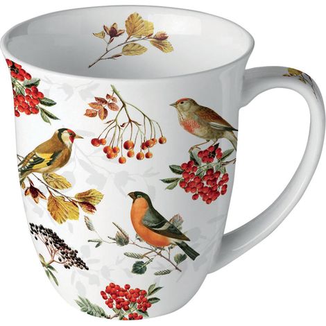 Mug en porcelaine fine oiseaux hivernaux 0,4 litre (1/2)