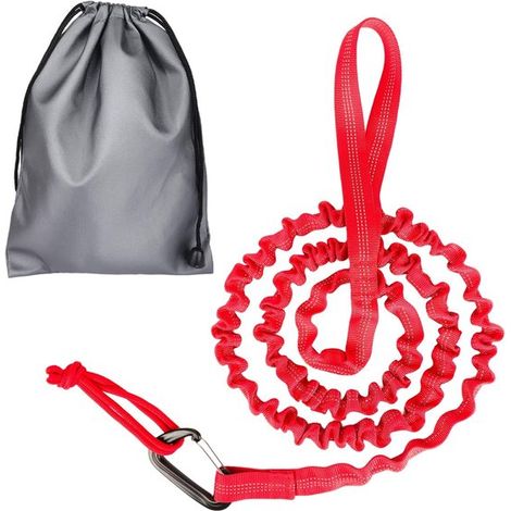 Sangle de vélo élastique pour parents et enfants, sangle de traction, accessoire de vélo élastique pour les randonnées cyclistes en extérieur, sangle de vélo pour adultes et enfants avec mousqueton (1/5)