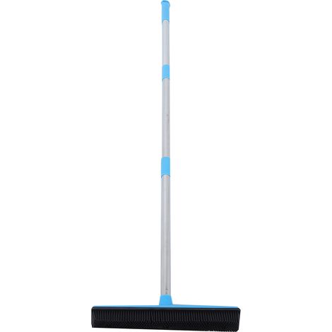 Brosse à tapis en trois sections pour enlever les peluches et la poussière, brosse à sol en caoutchouc sans lavage, nettoyeur de poils de chien et outil de nettoyage de vitres (bleu). (1/5)