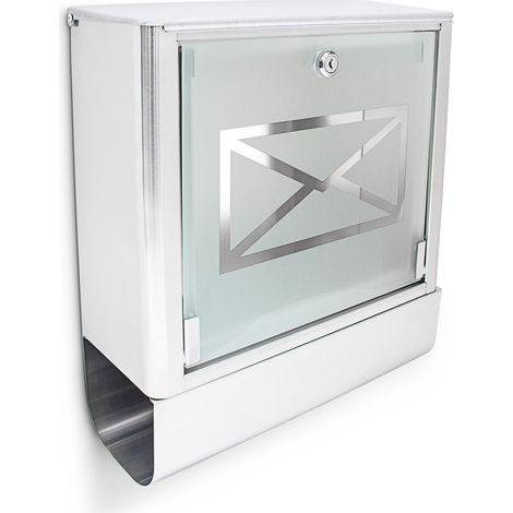 Buzón de pared con compartimento para periódicos 35 x 40 x 14 cm moderno de acero inoxidable gris 130004135 (1/5)