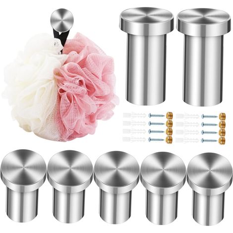 8 crochets muraux, inox, avec vis, pour serviettes, à visser (1/5)