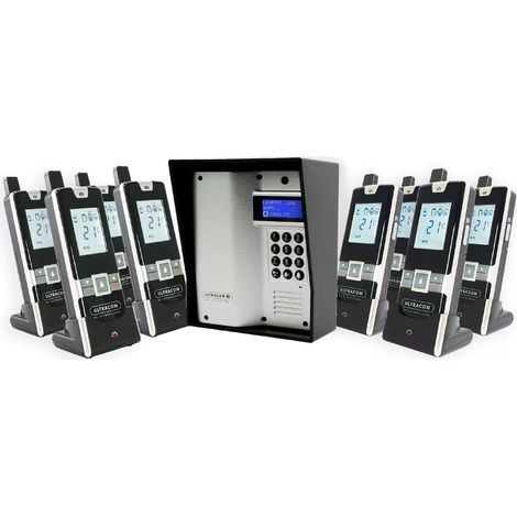 Interphone 600 mètres sans-fil longue portée autonome digicode écran LCD - UltraCOM3 ARGENTÉ visière noire + 8 combinés (1/5)