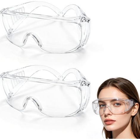 2pcs Lunettes de Protection Travail - Lunettes de Sécurité Anti-Éclats avec Revêtement Anti-Buée, Légères et Transparentes - pour Porteurs de Lunettes (1/5)