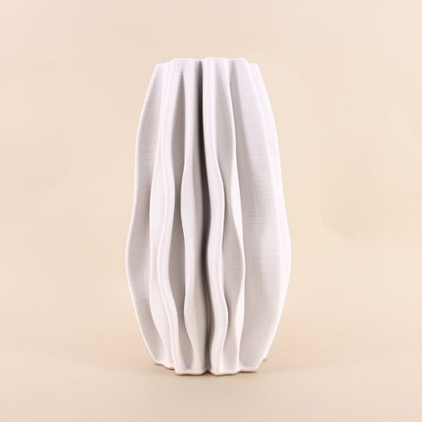 Vase alvéolé en céramique blanche, H37cm (1/5)