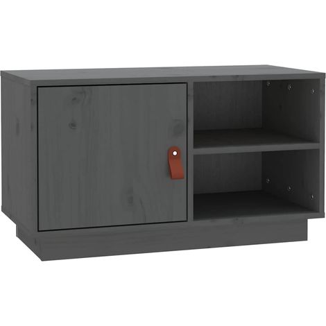 Meuble TV, Étagère TV, Meuble de Salon, Gris 70x34x40 cm Bois de pin massif OIB4101E (1/5)