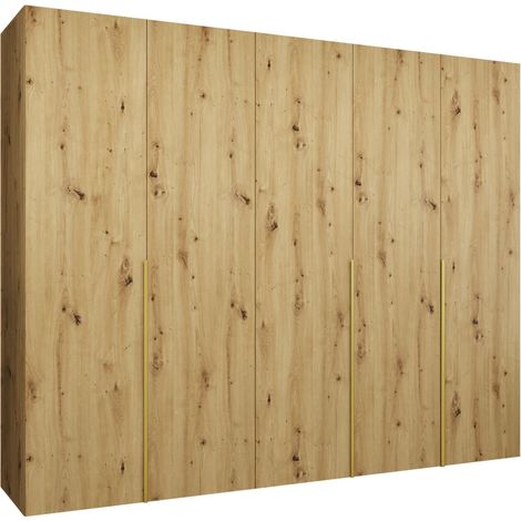 Armoire Hartford 538, Chêne Artisan, 202x250x52cm, Portes d'armoire: Avec des charnières, Nombre d'étagères: 0 (1/5)