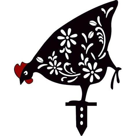 Ahlsen Silhouette-Pfahl für Baustellen Dekorativer Hühnerhof-Kunstgartenstecker aus Metall Gartendekoration in Form eines hohlen Tieres für den Außenbereich Generic (1/5)