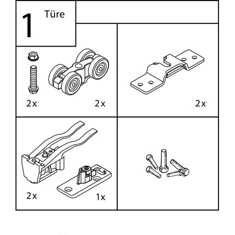 Hawa Garnitur Porta/Divido 100 H/HC für 1 Türe (1/3)