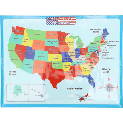 Lernposter Usa Karte for Vorschulunterricht Zufälliger Stil (1/5)