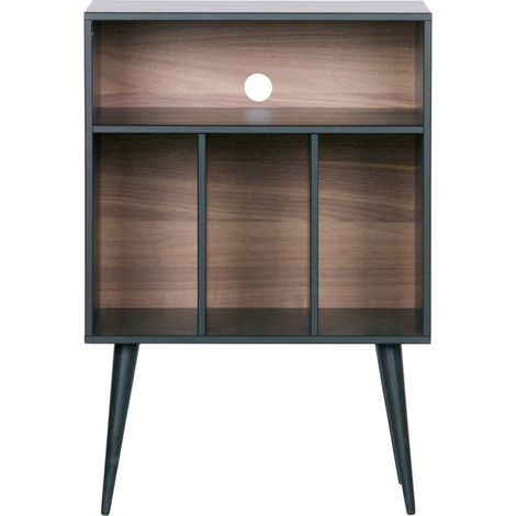 Meuble de rangement disques vinyles en bois - Noir - JAMES (1/5)