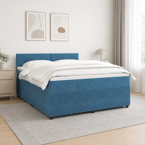Cama box spring con colchón Azul 140 x 190 cm Terciopelo (1/5)