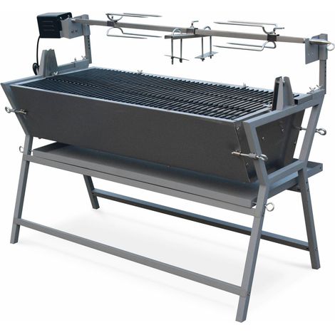 Rôtissoire électrique inclinable - Mathurin Inox - Tournebroche. barbecue au charbon de bois à moteur pour grillades réceptions