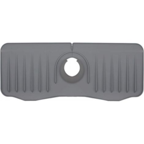 Bac d'évier de cuisine, évacuation automatique, porte-savon, porte-éponge en silicone, tampon de robinet en silicone (gris) (1/5)
