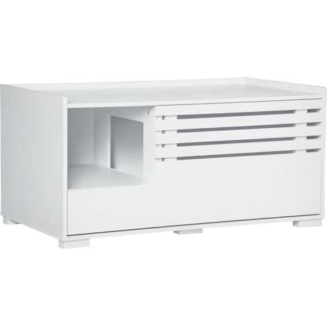 Schrank mit 2 Einlegeböden, 2-in-1-Design, Magnettür, Weiß