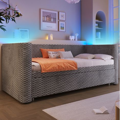 struttura letto 90x200 estraibile LED grigio HAVRYA (1/5)