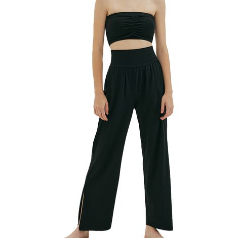 Ensemble Sport Femme 2 Pièces - Haut Court et Legging - Pour Yoga Fitness Course - Noir - Taille M (1/5)