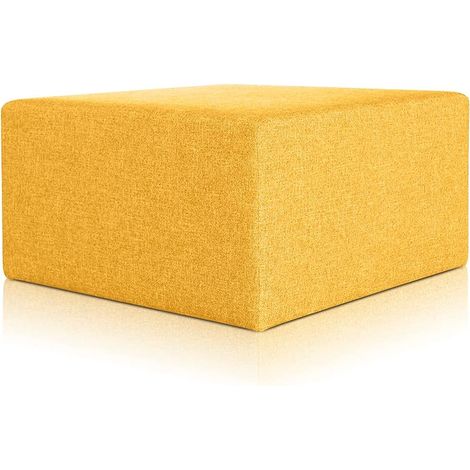 EVERGREENWEB Pouf poggiapiedi 83x83 cm per Divano Sgabello Cubo, tessuto Idrorepellente: Pouf design moderno per soggiorno camera da letto, Puff salotto, Pouffe Rubino SENAPE (1/4)