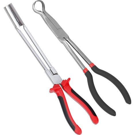Lot de 2 outils de retrait de fil pour bougie d'allumage, contient 1 pince de type douille pour bougie d'allumage et 1 pince de retrait de bougie d'allumage en acier au carbone et pinces rondes (1/5)