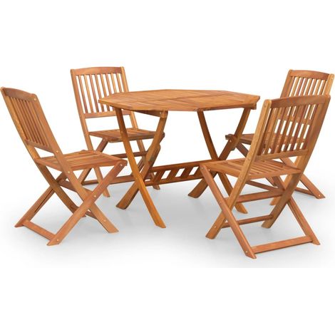 Ensemble à manger de jardin 5 pcs Bois d'acacia solide (1/5)