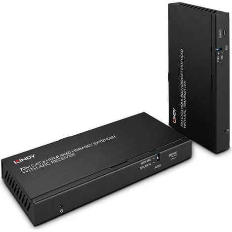 LINDY 70m Cat.6 HDMI 4K60, Audio, IR & RS-232 HDBaseT Extender mit ARC HDMI ™, IR (Jack 3.5 mm), RJ45, Toslink Extender (1/5)