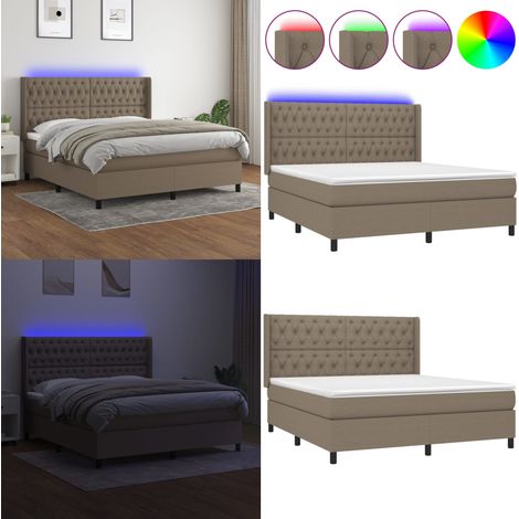 Boxspringbett mit Matratze & LED Taupe 160x200 cm Stoff - Boxspringbett - Doppelbett - Lattenrost - Bettsofa - Schlafsystem - Home & Living (1/5)