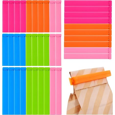 Shine Home Pince Sachet Alimentaire, 40 Pièces 7/11 cm Fermeture Sachet Alimentaire, Plusieurs Couleurs, Pince Fermeture Sachet, Anylock, pour Emballage Cuisine Bonbons Snack (1/5)