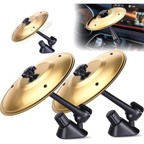 Lot de 2 mini cymbales anti-collision pour voiture, décoration pour grille d'aération, compatible avec tous types de véhicules, couleur or (1/5)
