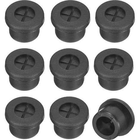 12 Pcs Passe-Câble pour Cordon, 12mm Passe-Câble de Bureau en Caoutchouc Flexible Grommets de Fil Cache-Trou pour Bureau Organisateur de Câbles d'Ordinateur, Noir (1/5)