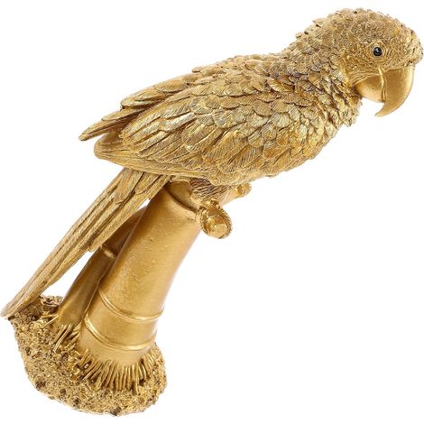 Künstliche Papageienfigur in Gold aus Kunstharz mit