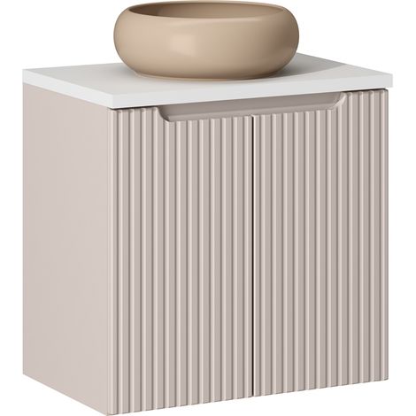 Waschtisch 60cm mit Keramikwaschbecken, Beige und weiß, NEWPORT-56-CASHMERE (1/5)