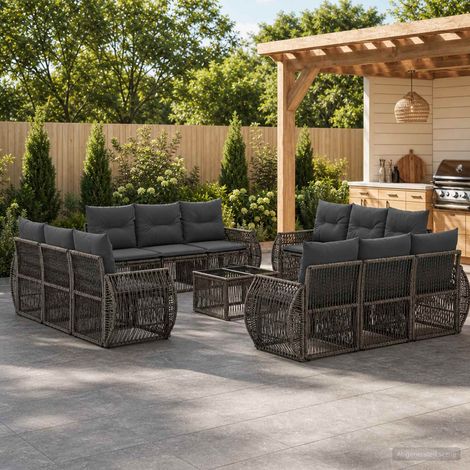 Set Divano da Giardino 13 pcs Grigio e Grigio Scuro polyrattan vidaXL (1/5)