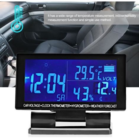 Horloge de voiture numérique thermomètre de voiture hygromètre voltmètre de véhicule avec prévisions météorologiques-DBA (1/4)