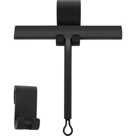 Raclette de douche noire, raclette en silicone douche 21,5 cm de large raclette à vitre avec support sans perçage pour salle de bain porte en verre miroir carrelage fenêtre de voiture (1/5)