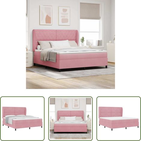 vidaXL Lit à ressorts avec tête de lit Rose 200 x 180 cm Velours (1/5)
