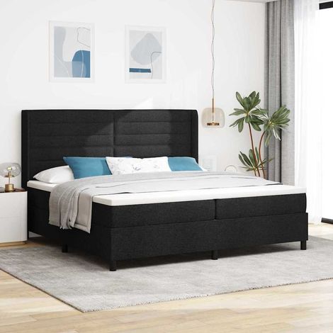LED Boxspringbett mit Matratze Schwarz 200 x 200 cm Stoff