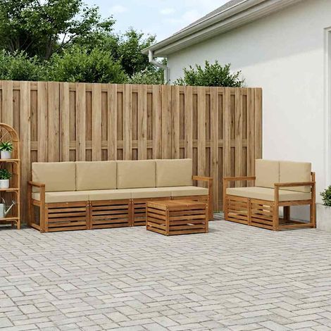 vidaXL Outdoor-Sofagarnitur 7 pcs Natur und Beige Massivholz Akazie (1/5)