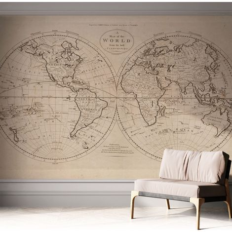 Papier peint autocollant adhésif avec imprimé installation simple qualité excellente sans désordre Vieille carte 312x219 cm (1/5)